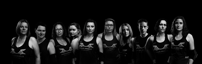 hulls angels roller derby team photograph composite